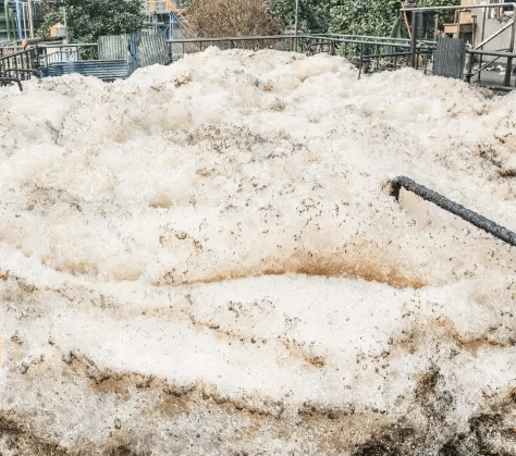 （圖：電廠污水泡沫危害）